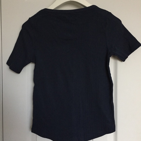 ZARA Ribbed Navy Tee - Picture 5 of 5